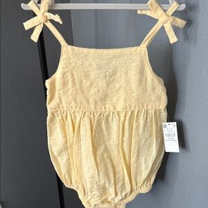 Old Navy Light Yellow Baby Romper with Bow Straps